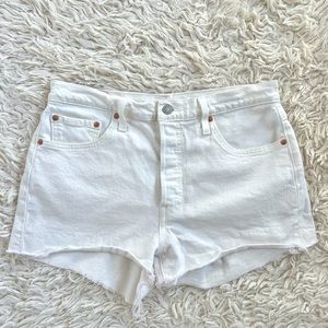 Levi’s White Distressed Shorts